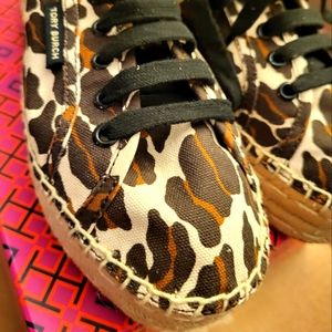 Tory Burch Seaside Leopard-Print Canvas Oxford Espadrilles